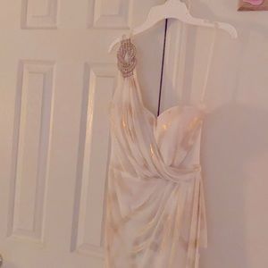 Beautiful white and gold prom dress